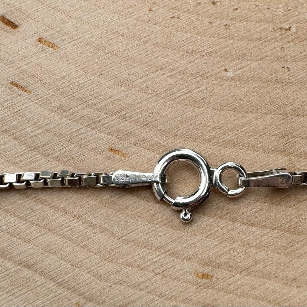 Thin Box Link Chain Necklace Solid Sterling 925 S… - image 4